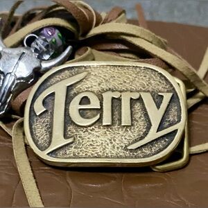✨ Terry Name Solid Brass Vintage Belt Buckle✨